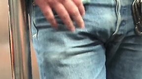 Very masculine worker on the subway