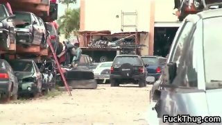 Sucking black cock outdoors