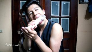 Riding a toy on a chair