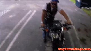 Straight biker guy cocksucks broker for cash