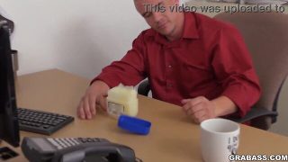European office worker gets hardcore with boss on grabass!
