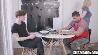 Muscly grandpa fucks gay son behind mom’s back