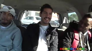 White dude sucking off two black cocks